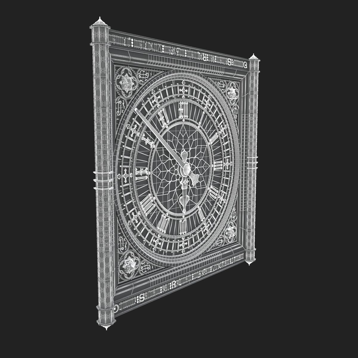 Big Classical Clock Luxury 3D model_14