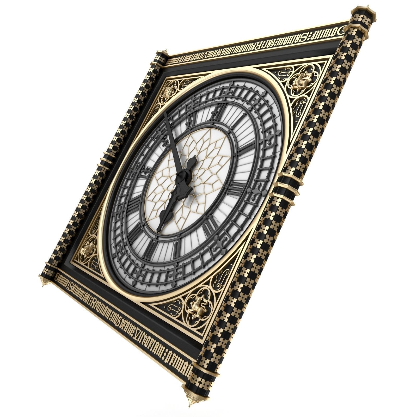Big Classical Clock Luxury 3D model_11