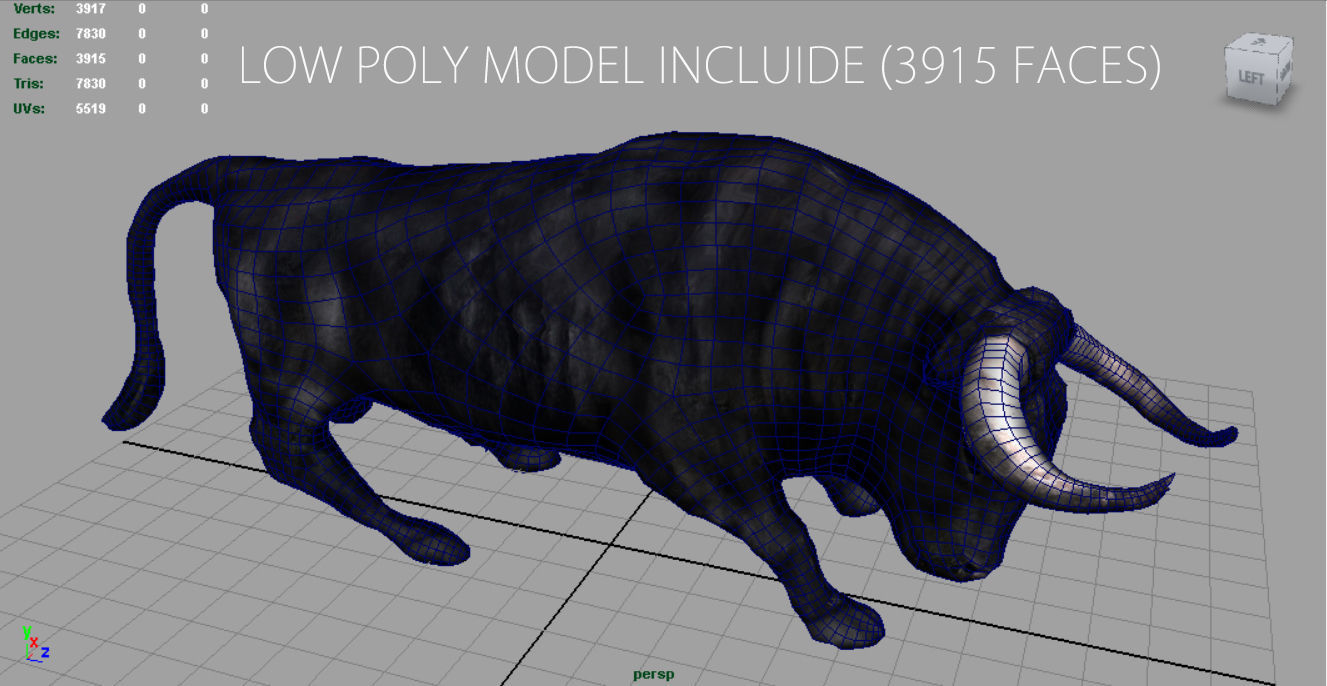 Spanish Bull Low-poly 3D model_5