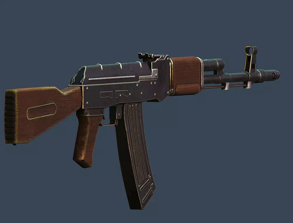 AK Gun Low-poly 3D model_1