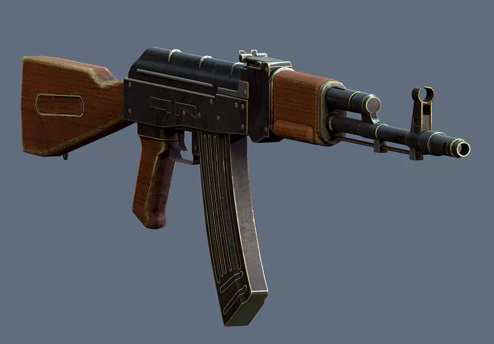 AK Gun Low-poly 3D model_3