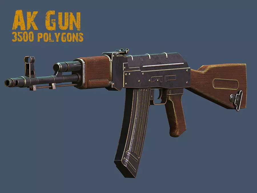 AK Gun Low-poly 3D model_0