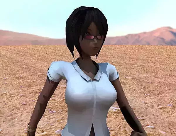 Anime Black Girl Low-poly 3D model