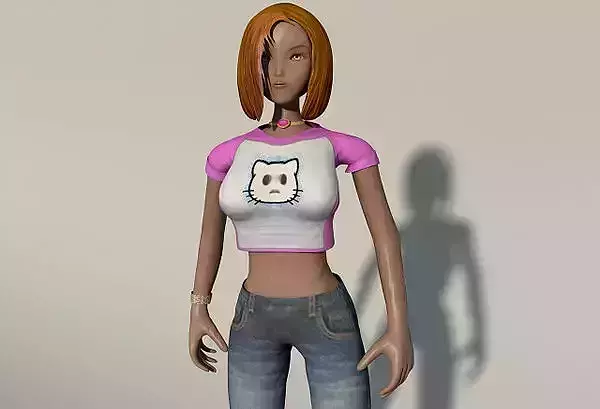 Anime Brunette Low-poly 3D model