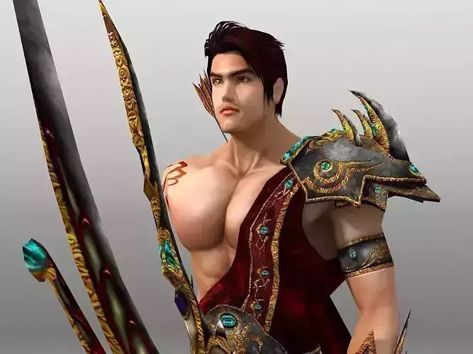 Archer 2 man in armor with bow and arrow