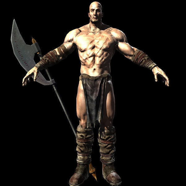 Barbarian 3D model warrior holding sword Low-poly 3D model_7