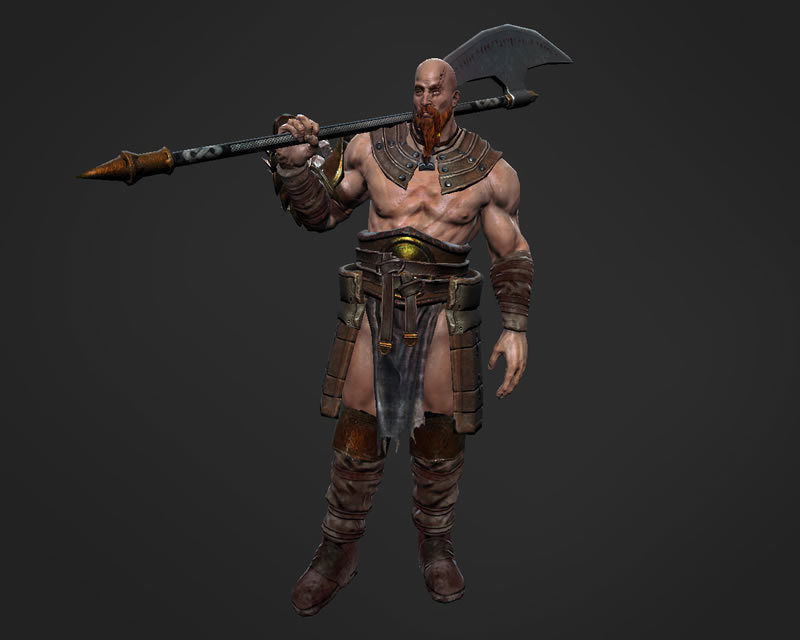 Barbarian 3D model warrior holding sword Low-poly 3D model_11