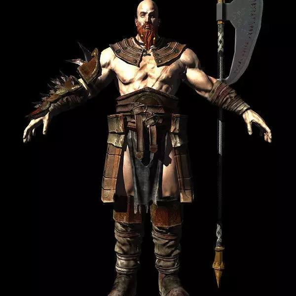 Barbarian 3D model warrior holding sword Low-poly 3D model_0