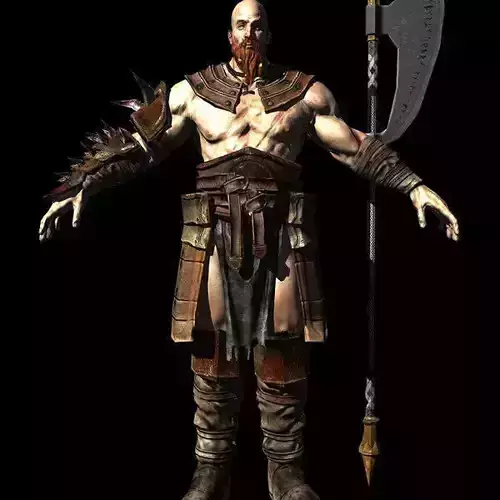 Barbarian 3D model warrior holding sword Low-poly 3D model