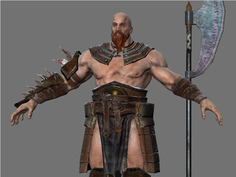 Barbarian 3D model warrior holding sword Low-poly 3D model_3