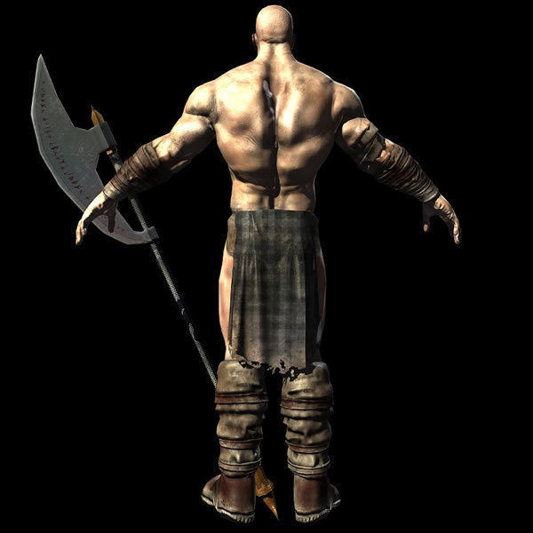 Barbarian 3D model warrior holding sword Low-poly 3D model_8