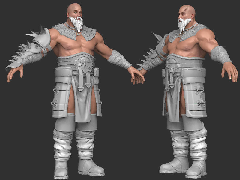 Barbarian 3D model warrior holding sword Low-poly 3D model_4