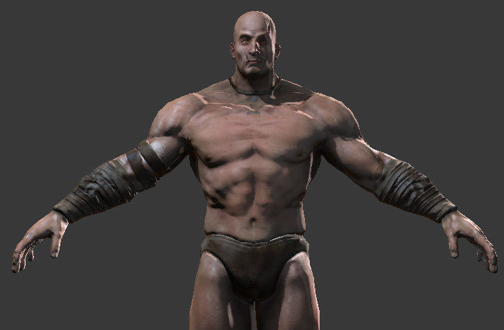 Barbarian 3D model warrior holding sword Low-poly 3D model_1