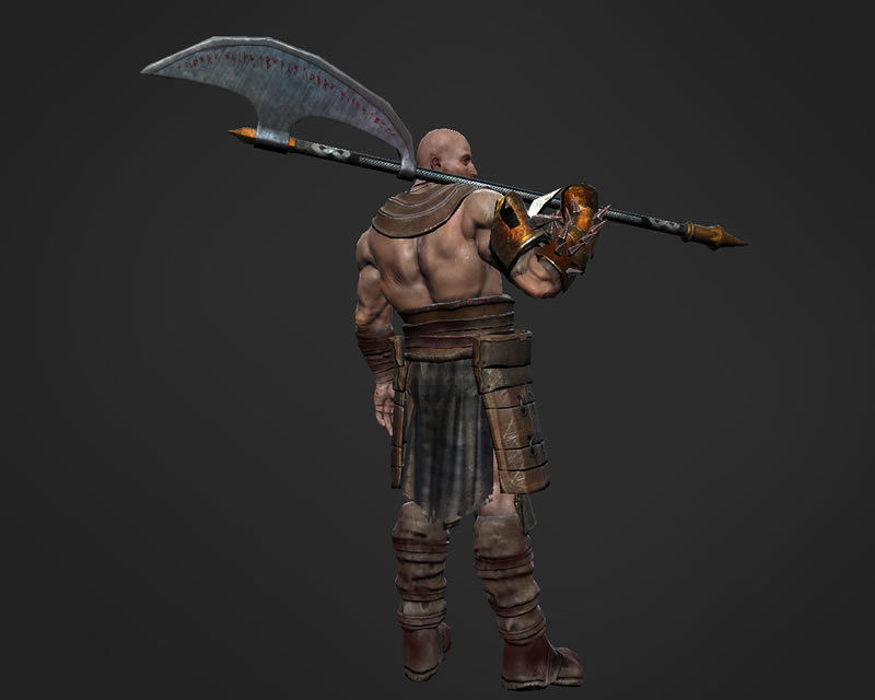 Barbarian 3D model warrior holding sword Low-poly 3D model_2