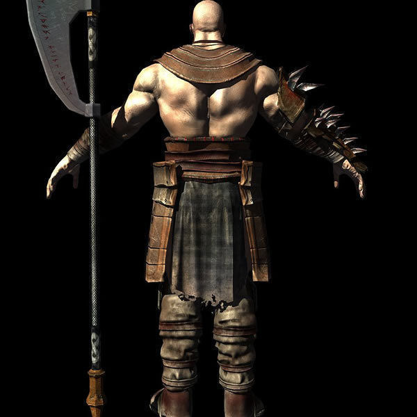 Barbarian 3D model warrior holding sword Low-poly 3D model_5