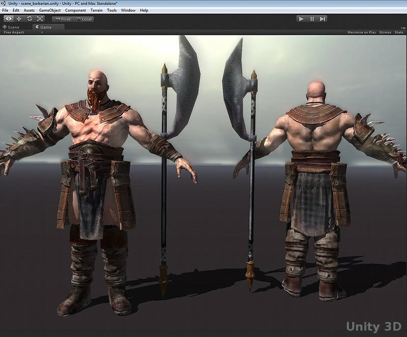 Barbarian 3D model warrior holding sword Low-poly 3D model_10