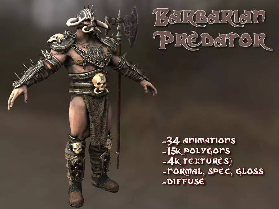 Barbarian Predator Low-poly 3D model_1