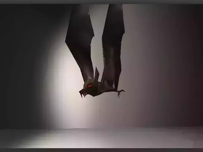 Bat flying in air Low-poly 3D model