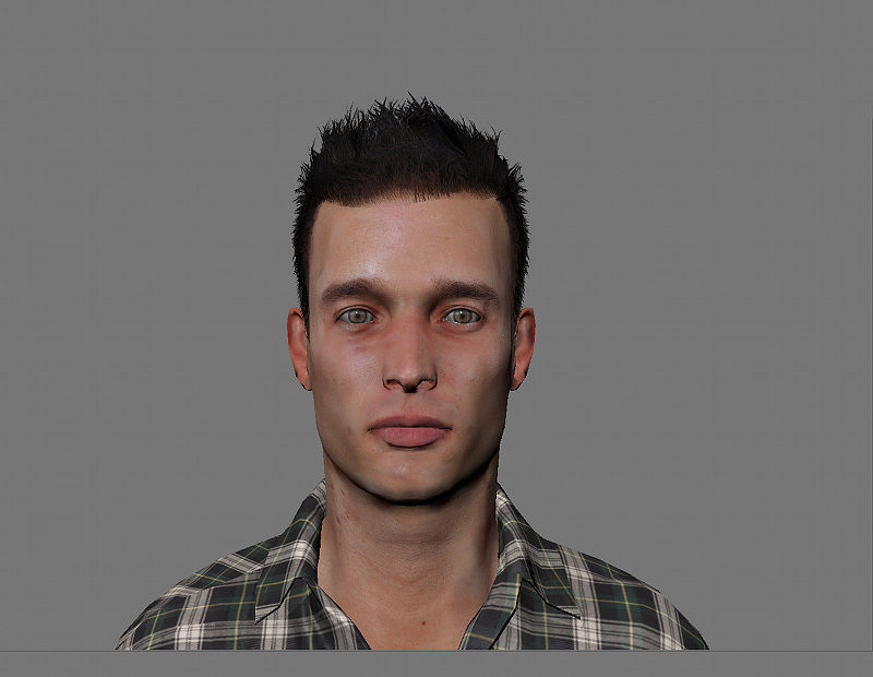 Civilian man in jeans and plaid shirt Low-poly 3D model_7