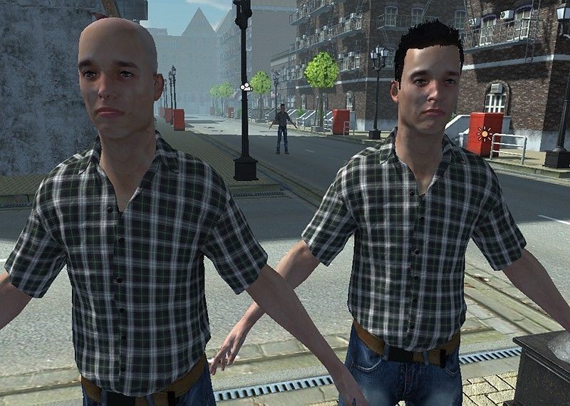 Civilian man in jeans and plaid shirt Low-poly 3D model_4