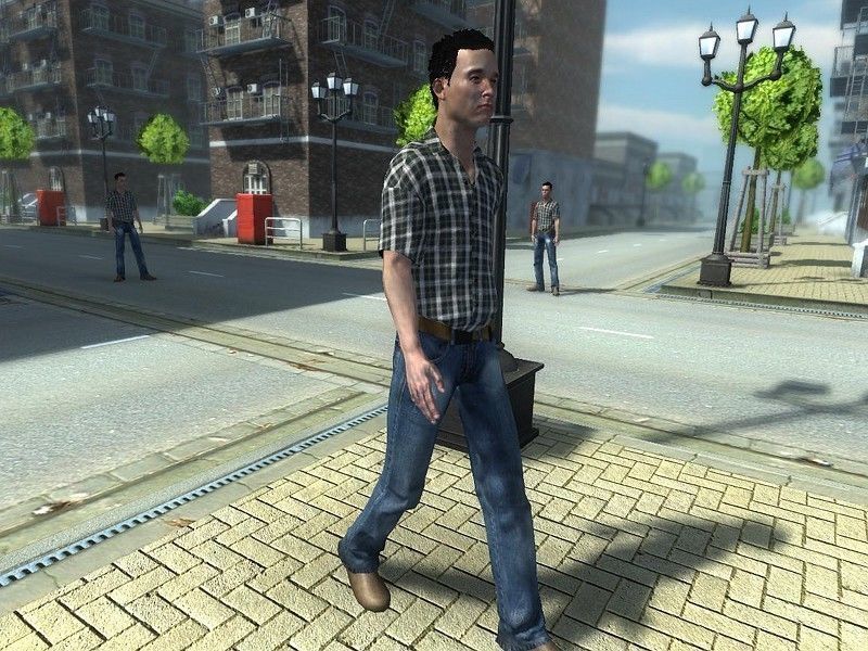 Civilian man in jeans and plaid shirt Low-poly 3D model_8