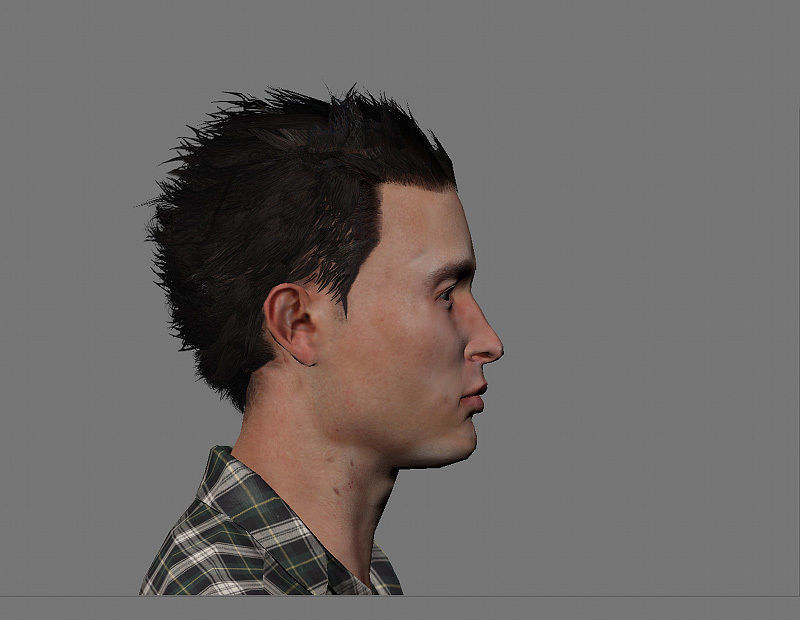 Civilian man in jeans and plaid shirt Low-poly 3D model_6