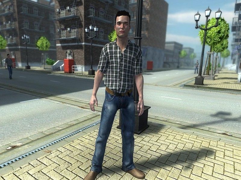 Civilian man in jeans and plaid shirt Low-poly 3D model_3