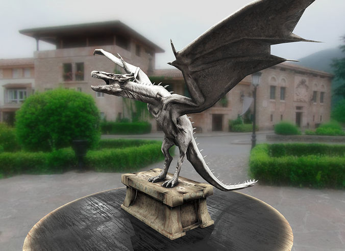 Dragon Statue Low-poly 3D model