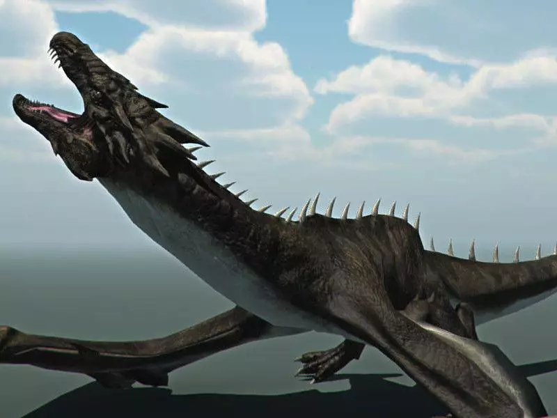 Dragon flying in sky Low-poly 3D model_4