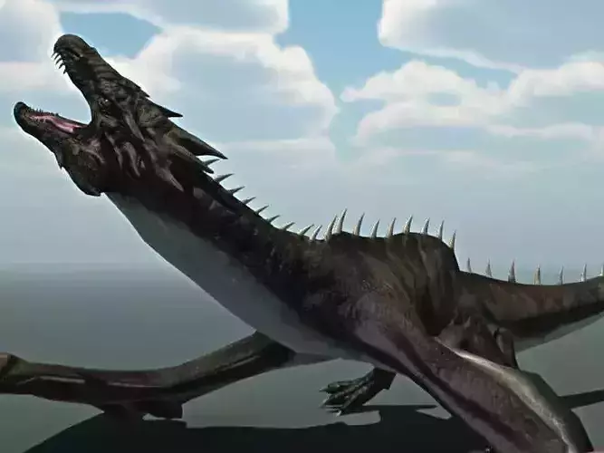 Dragon flying in sky