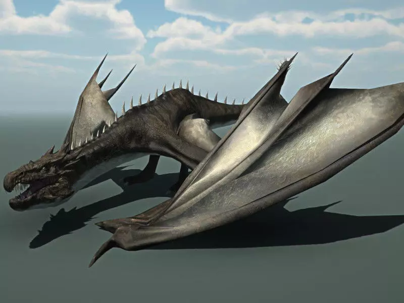 Dragon flying in sky Low-poly 3D model_3