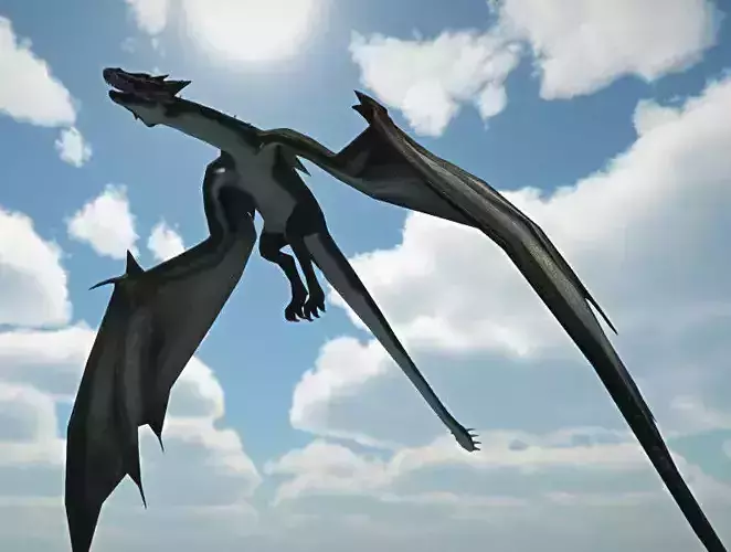 Dragon flying in sky