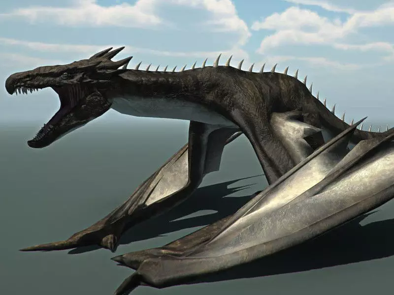 Dragon flying in sky Low-poly 3D model_2