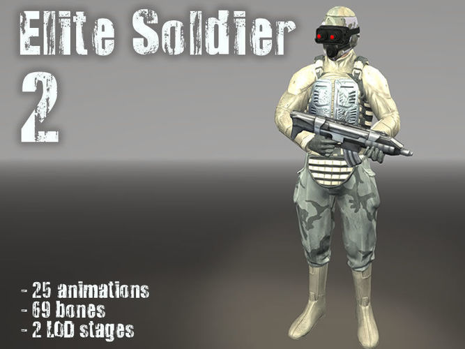 Elite Soldier Low-poly 3D model