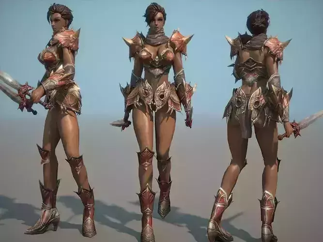 Female Barbarian Low-poly 3D model