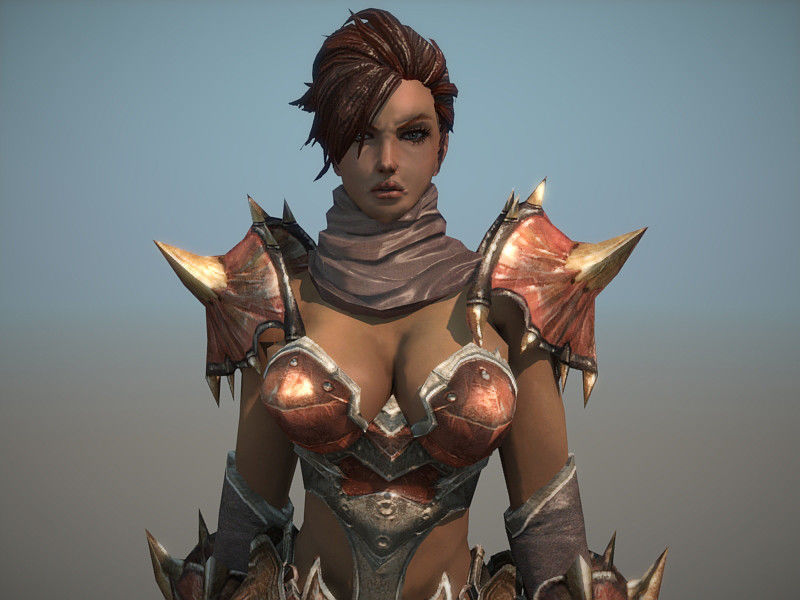 Female Barbarian Low-poly 3D model_2