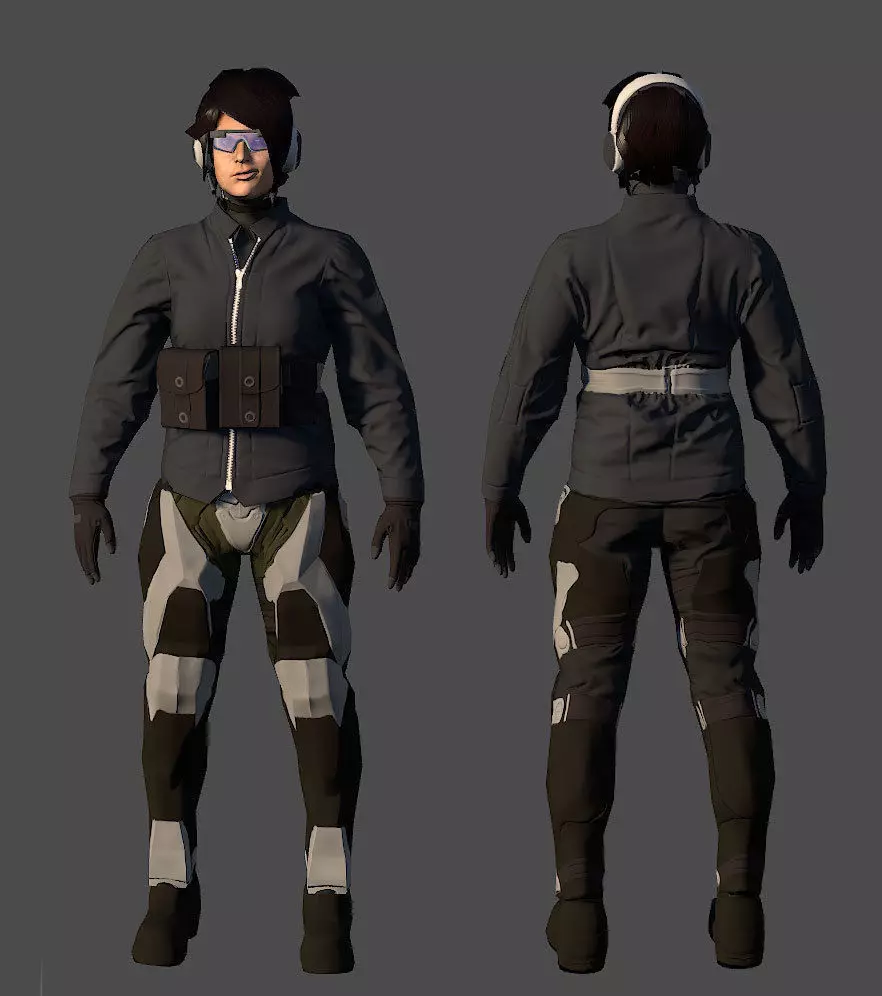 Female Scout Low-poly 3D model_2