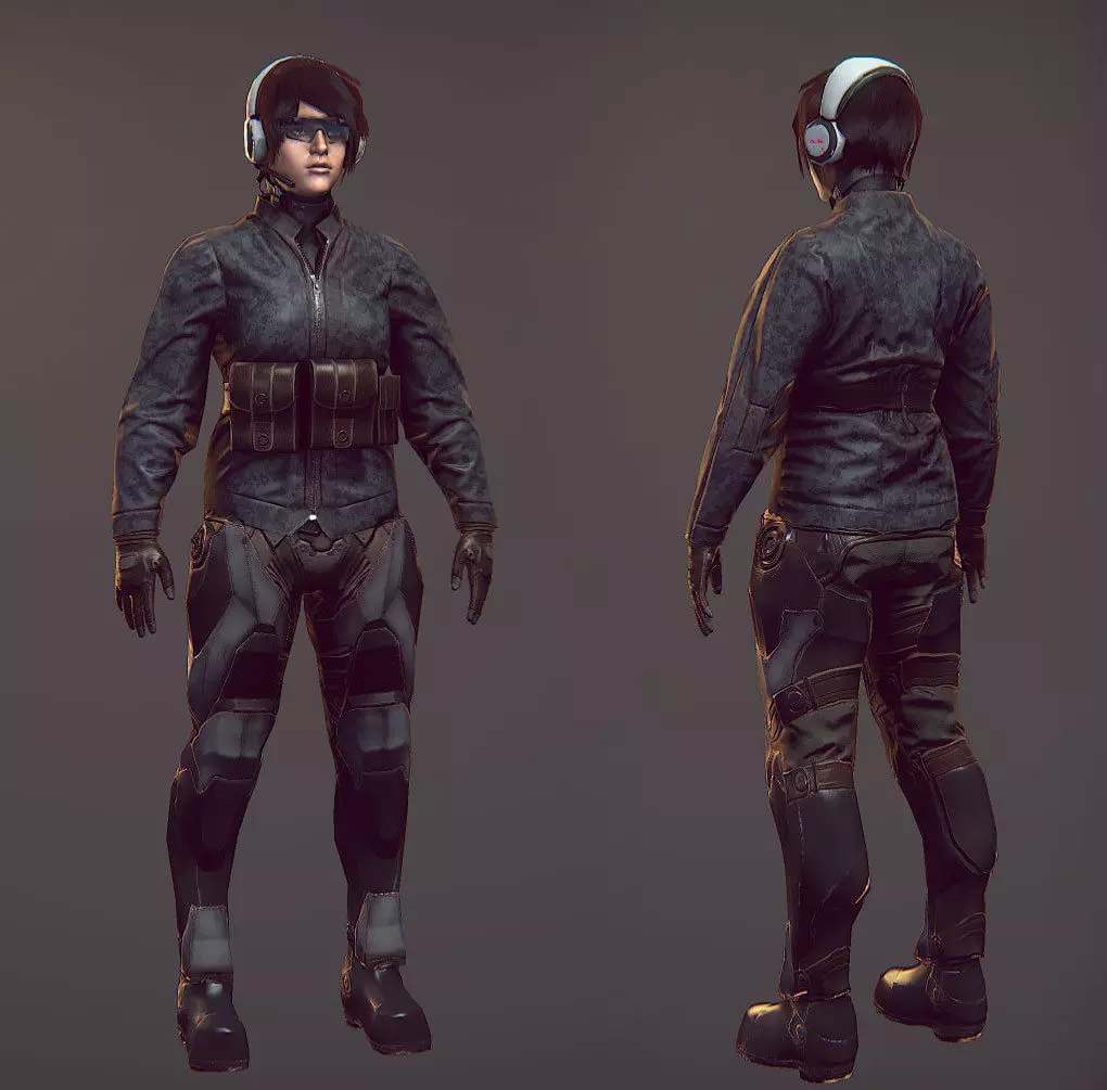 Female Scout Low-poly 3D model_1