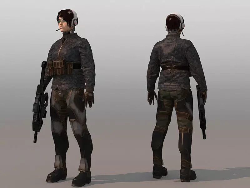 Female Scout Low-poly 3D model_7