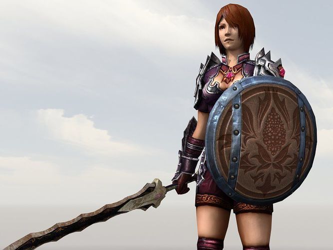 Female Warrior Low-poly 3D model