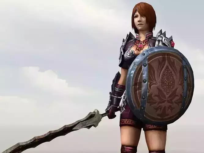 Female Warrior Low-poly 3D model