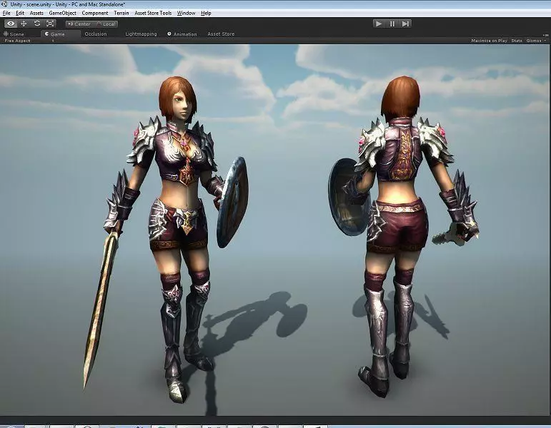 Female Warrior Low-poly 3D model_2