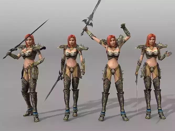 Female Warrior Low-poly 3D model