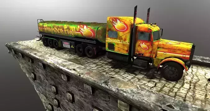 Fuel Truck Low-poly 3D model