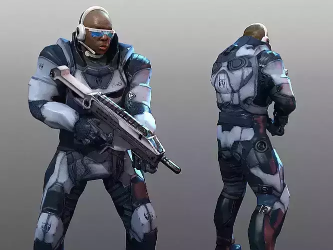 Futuristic Soldier 3 Low-poly 3D model