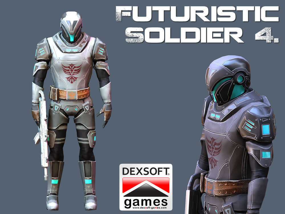 Futuristic Soldier 2 Low-poly 3D model_1