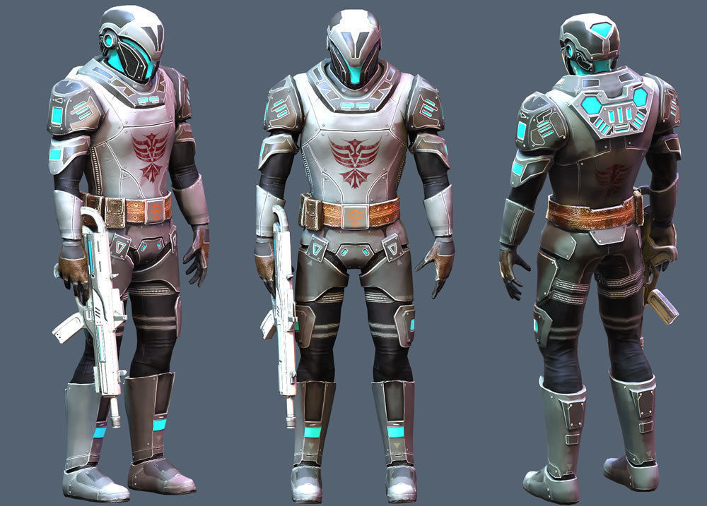 Futuristic Soldier 2 Low-poly 3D model_6