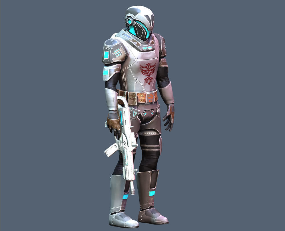 Futuristic Soldier 2 Low-poly 3D model_7