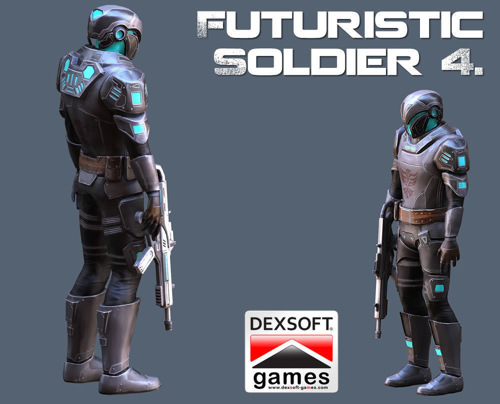 Futuristic Soldier 2 Low-poly 3D model_5