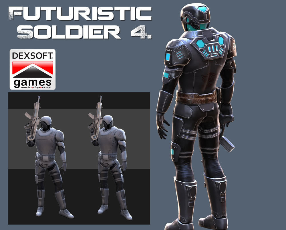 Futuristic Soldier 2 Low-poly 3D model_4